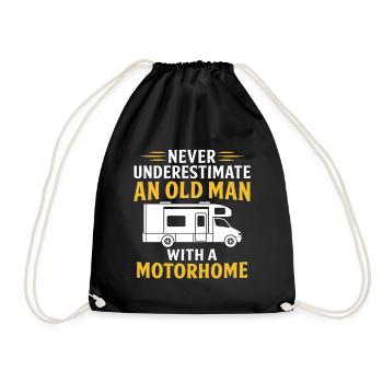 never underestimate an old man with a motorhome - Drawstring Bag - black - Front
