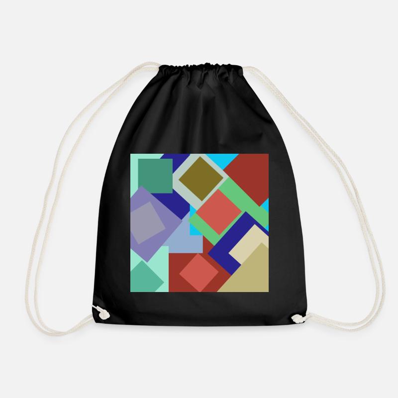 Squares and squares. - Drawstring Bag - black