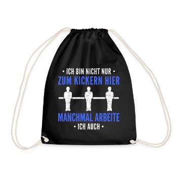 Tischkickern | Tischfußball | Arbeit | Spruch - Turnbeutel - Schwarz - Vorne