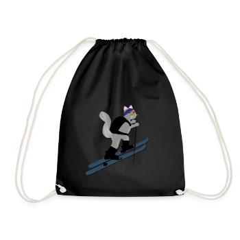 Cats Ski Ski Tour Kitten Design - Drawstring Bag - black - Front