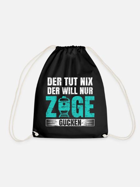 Trainspotter, der tut nix der will nur züge gucken - Turnbeutel - Schwarz