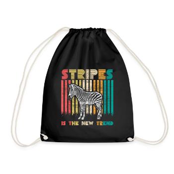 Zebra Afrika Tier Geschenkidee - Turnbeutel - Schwarz - Vorne