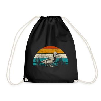 Duck Feeding Animals Gift - Drawstring Bag - black - Front