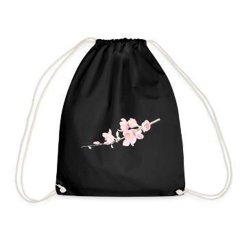 Cherry Blossom - Sakura - Drawstring Bag - black - Front