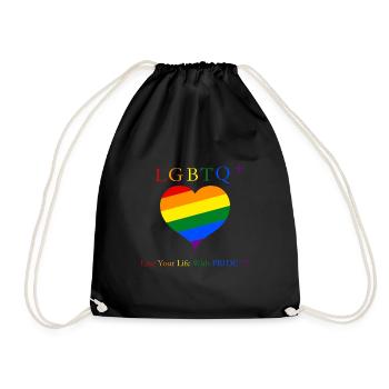 LGBTQ+ Live Your Life With PRIDE - Drawstring Bag - black - Front