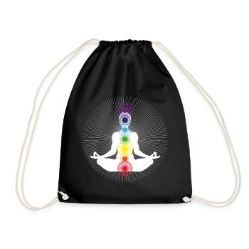 yoga chakra blanc om énergie zen arc en ciel - Sac de sport léger - noir - Devant