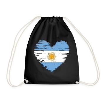 Argentine coeur drapeau blason - Sac de sport léger - noir - Devant