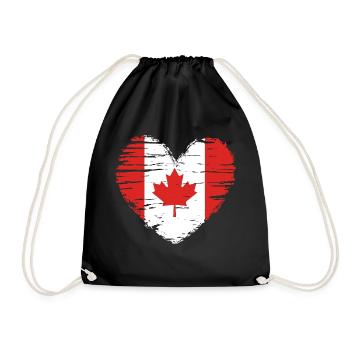 Canada Heart Flag Flag Coat of Arms - Drawstring Bag - black - Front