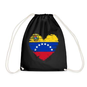 Venezuela Heart Flag Flag Coat of Arms - Drawstring Bag - black - Front