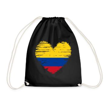 Colombia Heart Flag Flag Coat of Arms - Drawstring Bag - black - Front