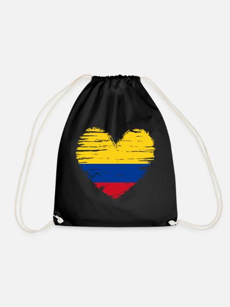 Colombie coeur drapeau blason - Sac de sport léger - noir