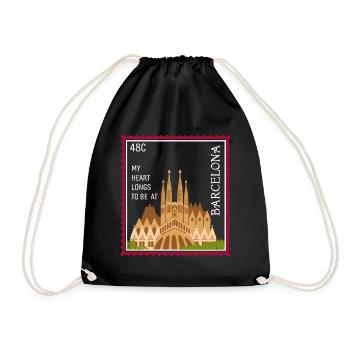 Sagrada Familia Gaudi Art Church Barca Heart - Drawstring Bag - black - Front