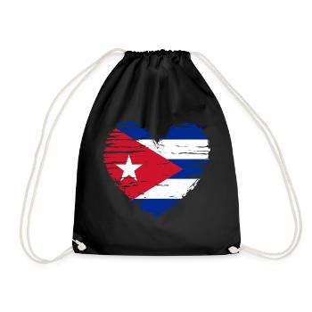 Cuba coeur drapeau blason - Sac de sport léger - noir - Devant