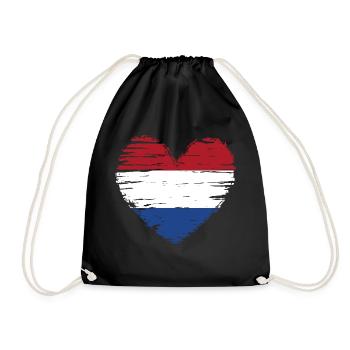 Netherlands Heart Flag Flag Coat of Arms - Drawstring Bag - black - Front