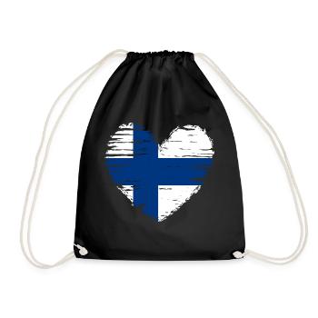 Finlande coeur drapeau blason - Sac de sport léger - noir - Devant