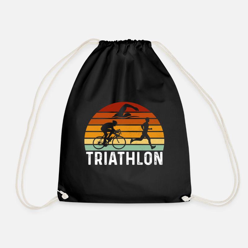 Retro Triathlon Geschenk Triathlon Triathlon triathlete - Turnbeutel - Schwarz