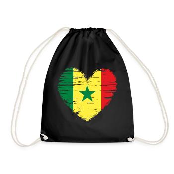 Sénégal coeur drapeau blason - Sac de sport léger - noir - Devant