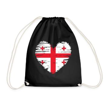 Géorgie coeur drapeau drapeau blason - Sac de sport léger - noir - Devant