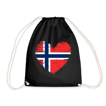 Norvège coeur drapeau blason - Sac de sport léger - noir - Devant