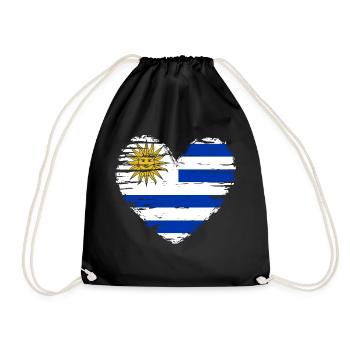 Uruguay Heart Flag Flag Coat of Arms - Drawstring Bag - black - Front