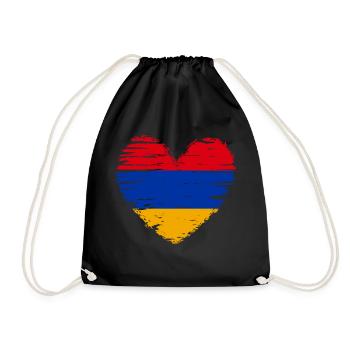 Armenia Heart Flag Flag Coat of Arms - Drawstring Bag - black - Front