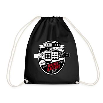 united against racism - Drawstring Bag - black - Front