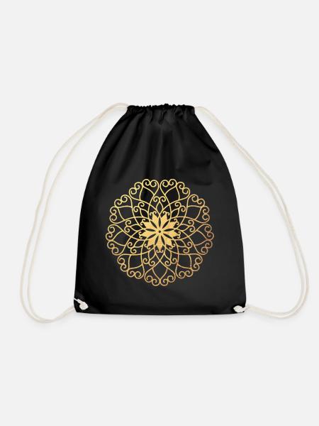 Gold Meditation Yoga Mandala Sonne Yogashirt India - Turnbeutel - Schwarz