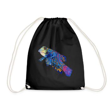 mandarin fish - Drawstring Bag - black - Front