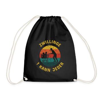 Zwillingspapa Zwillingsvater Papa Vater Zwillinge - Turnbeutel - Schwarz - Vorne