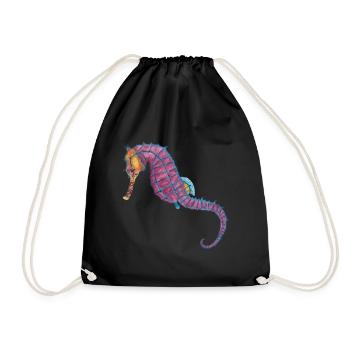 Seahorse Seahorse Seahorse - Drawstring Bag - black - Front