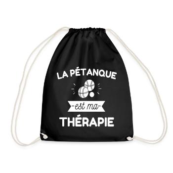 T shirt pétanque la pétanque est ma thérapie. - Sac de sport léger - noir - Devant