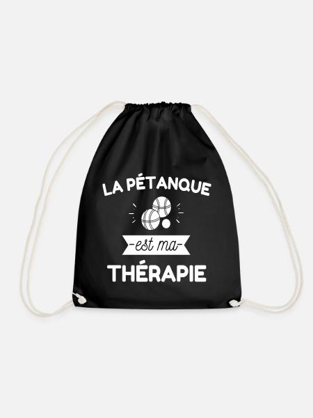 T shirt pétanque la pétanque est ma thérapie. - Sac de sport léger - noir