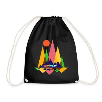 Animal horses - Drawstring Bag - black - Front
