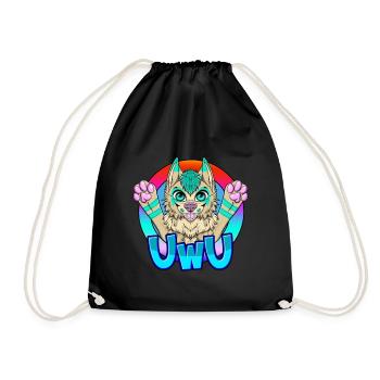 Furry UwU - Drawstring Bag - black - Front