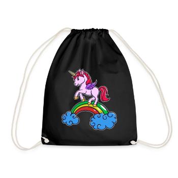 Einhorn Cool Tier - Turnbeutel - Schwarz - Vorne