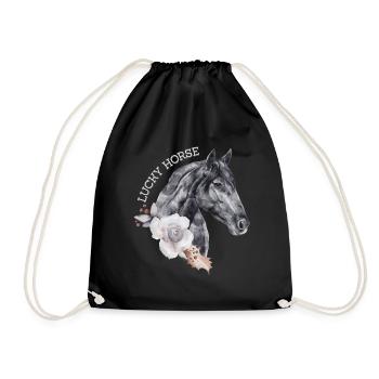 Horse + Rider: Lucky Horse - Drawstring Bag - black - Front