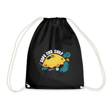 Safe our Surf quote with cute sea animal turtle - Turnbeutel - Schwarz - Vorne