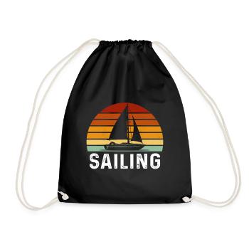 retro sailing captain sail t-shirt sailboat - Turnbeutel - Schwarz - Vorne