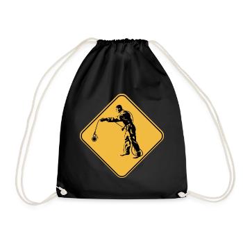 Panneau attention pêche à l'aimant idée cadeau - Sac de sport léger - noir - Devant