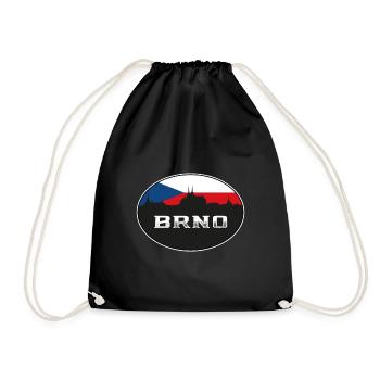 Brno Czechia Skyline Silhouette Tschechische Flagge Reisen - Turnbeutel - Schwarz - Vorne