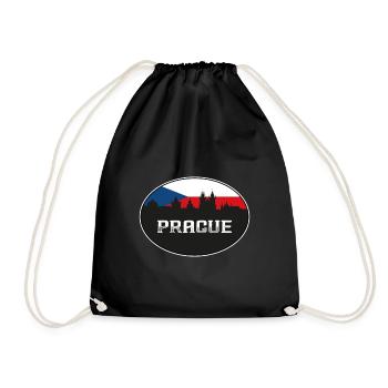 Prag Czechia Skyline Silhouette Tschechische Flagge Trav - Turnbeutel - Schwarz - Vorne