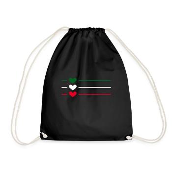 Italien Ornament Herz Linie - Turnbeutel - Schwarz - Vorne