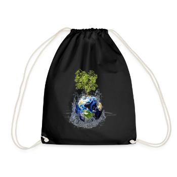 Globe avec arbre et éclaboussures d’eau - Sac de sport léger - noir - Devant
