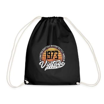 Vintage 1973 Shirt Birthday Limited Edition Shirt - Drawstring Bag - black - Front