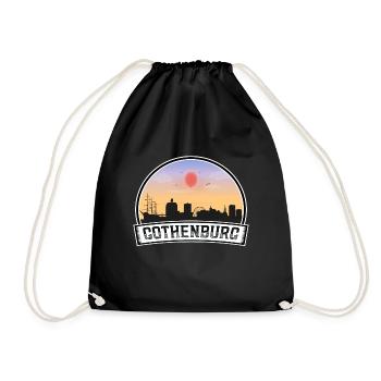 Gothenburg Sweden Skyline Vintage Sunset Travel So - Drawstring Bag - black - Front