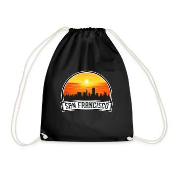 San Francisco California USA Skyline Vintage Sunse - Drawstring Bag - black - Front