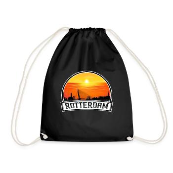 Rotterdam Netherlands Skyline Vintage Sunset Trave - Drawstring Bag - black - Front