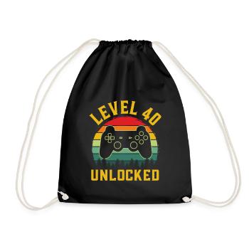 Level 40 unlocked t-shirt level 40 complete - Drawstring Bag - black - Front