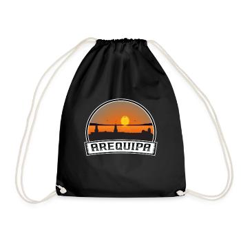 Arequipa Peru Skyline Vintage Sonnenuntergang Reise Souven - Turnbeutel - Schwarz - Vorne