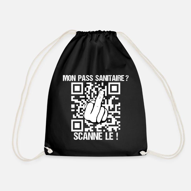 My sanitary pass? Scan it! v5 - Drawstring Bag - black